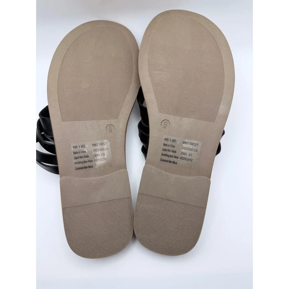 Sonoma Goods For Life Cressida Black Strappy Toe Loop Thong Flat Sandals Women 9 - Picture 5 of 6